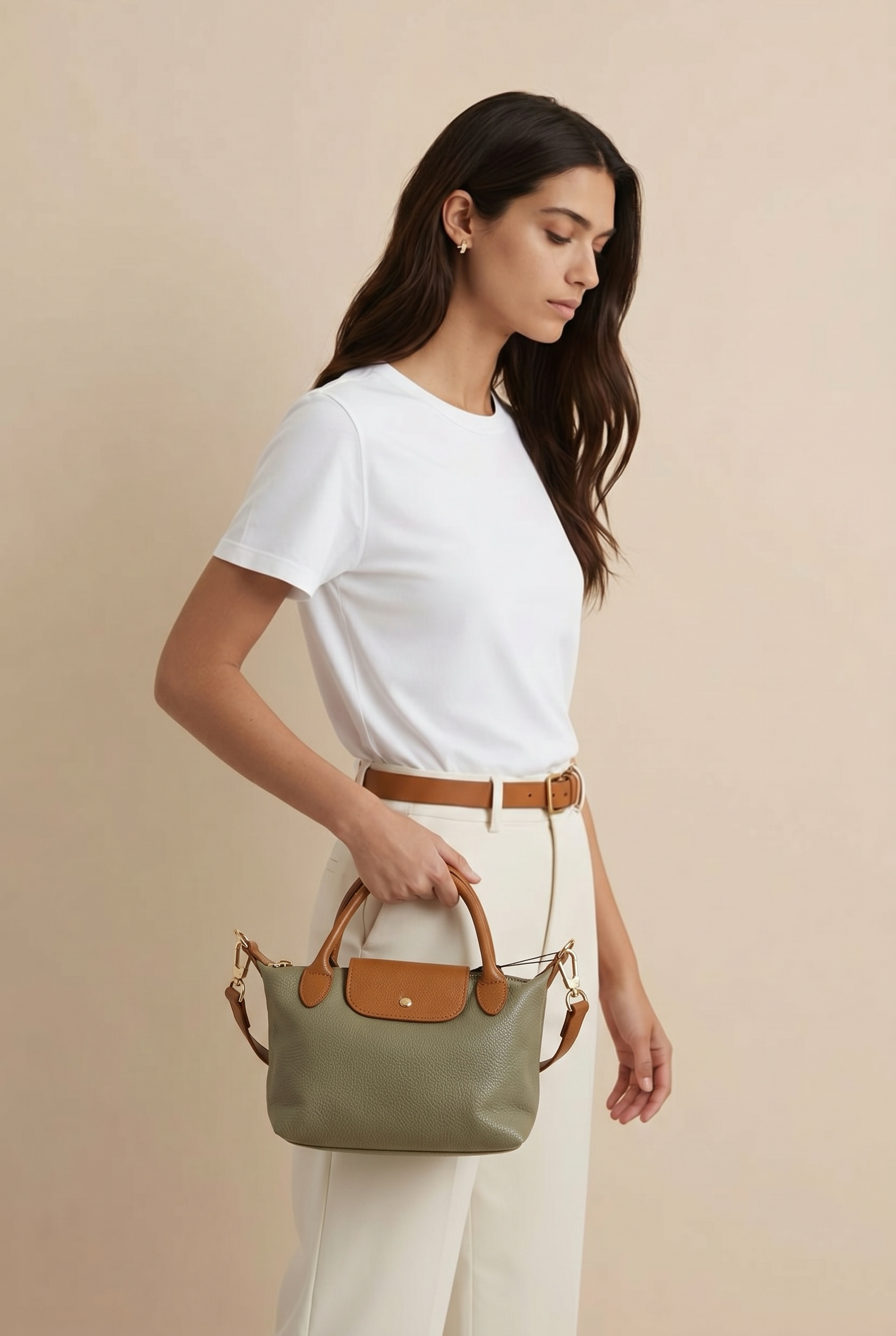 Handtas leder groot groen