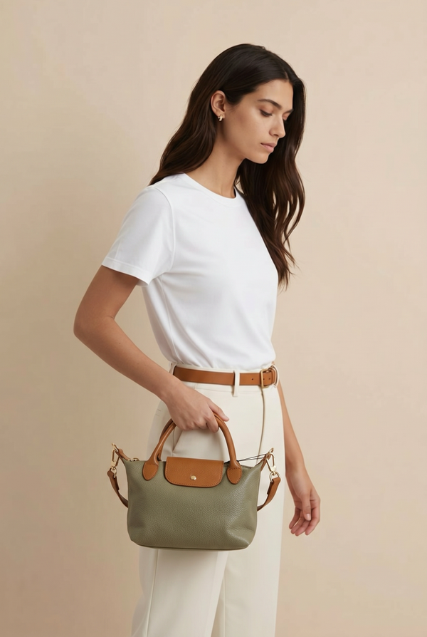 Handtas leder groot groen