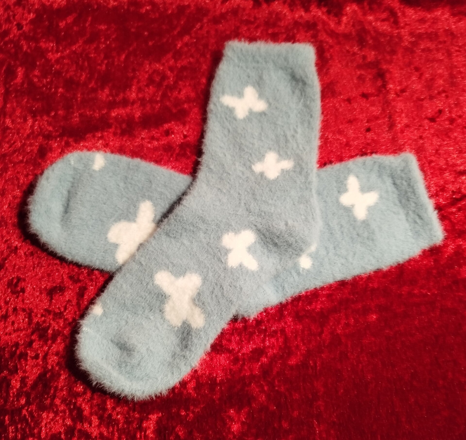 Chaussettes douces - fleur bleue