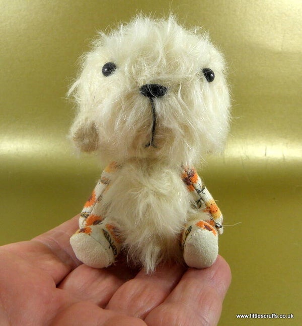 Petal, a mohair and printed cotton bear NEW