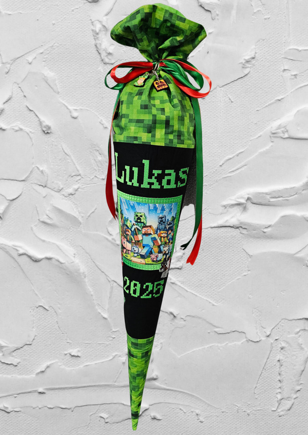 Schultüte im Minecraft Style (grüne Version)