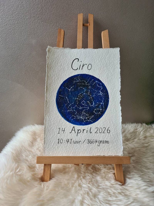 Sterrenstand schilderij op handgeschept papier