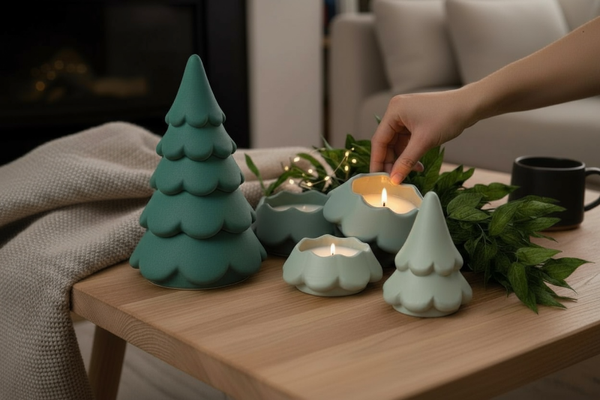 Trio de bougies sapin