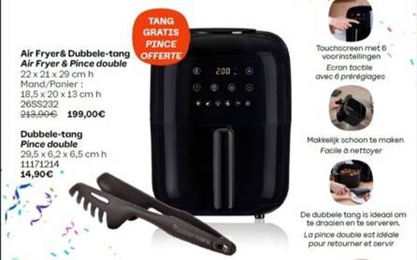 Air Fryer + dubbele tang