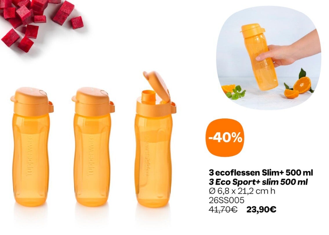 Ecofles Slim Plus 500ml oranje x 3