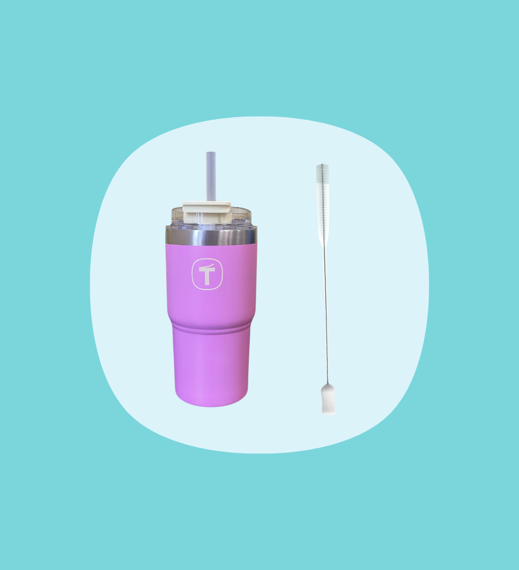 Big T Tumbler 630ml roze + reinigingsborsteltje