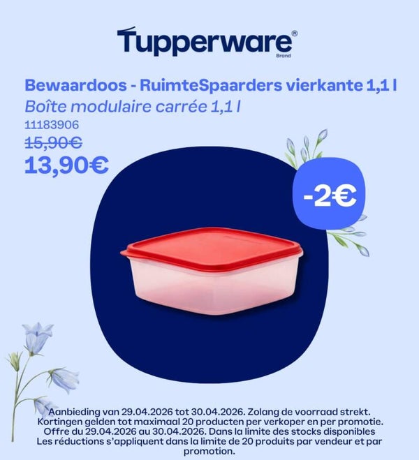 Bewaardoos - RuimteSpaarders vierkante 1,1 l