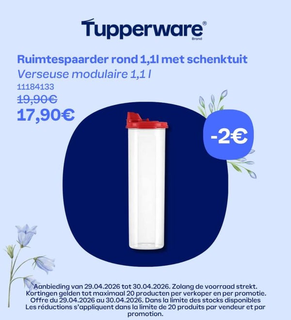 Ruimtespaarder rond 1,1l met schenktuit