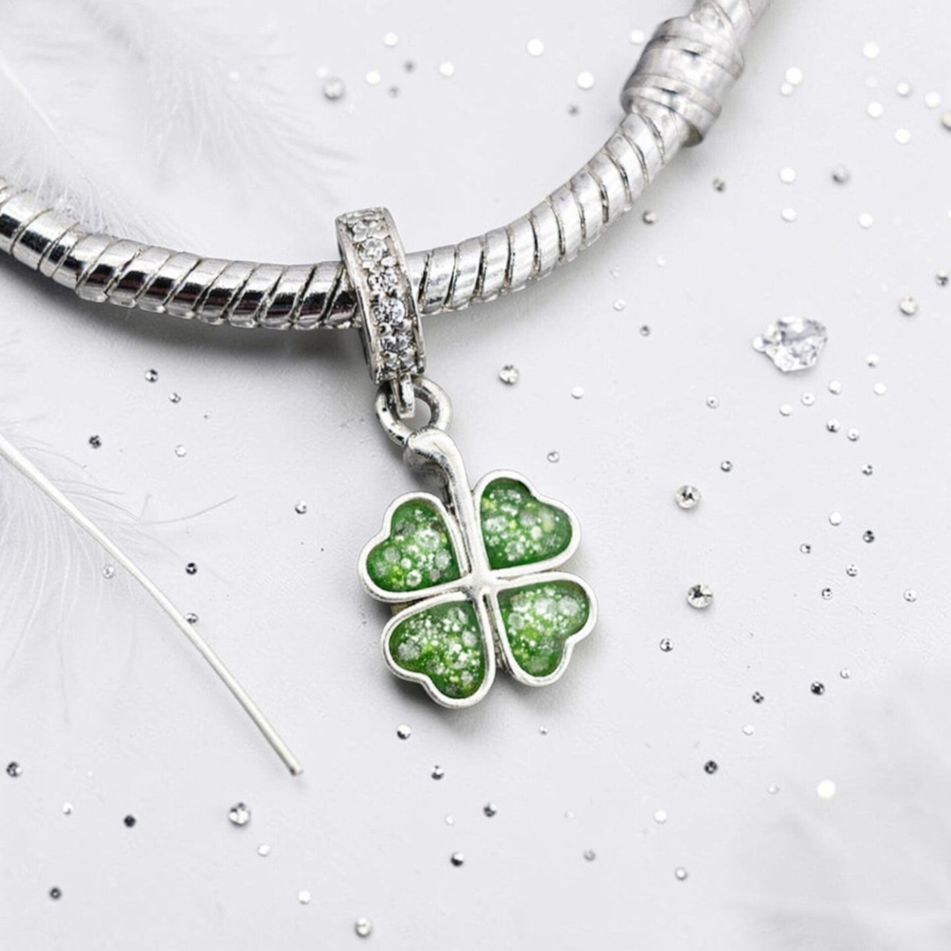 Four Leaf Clover Memorial Dangle Charm