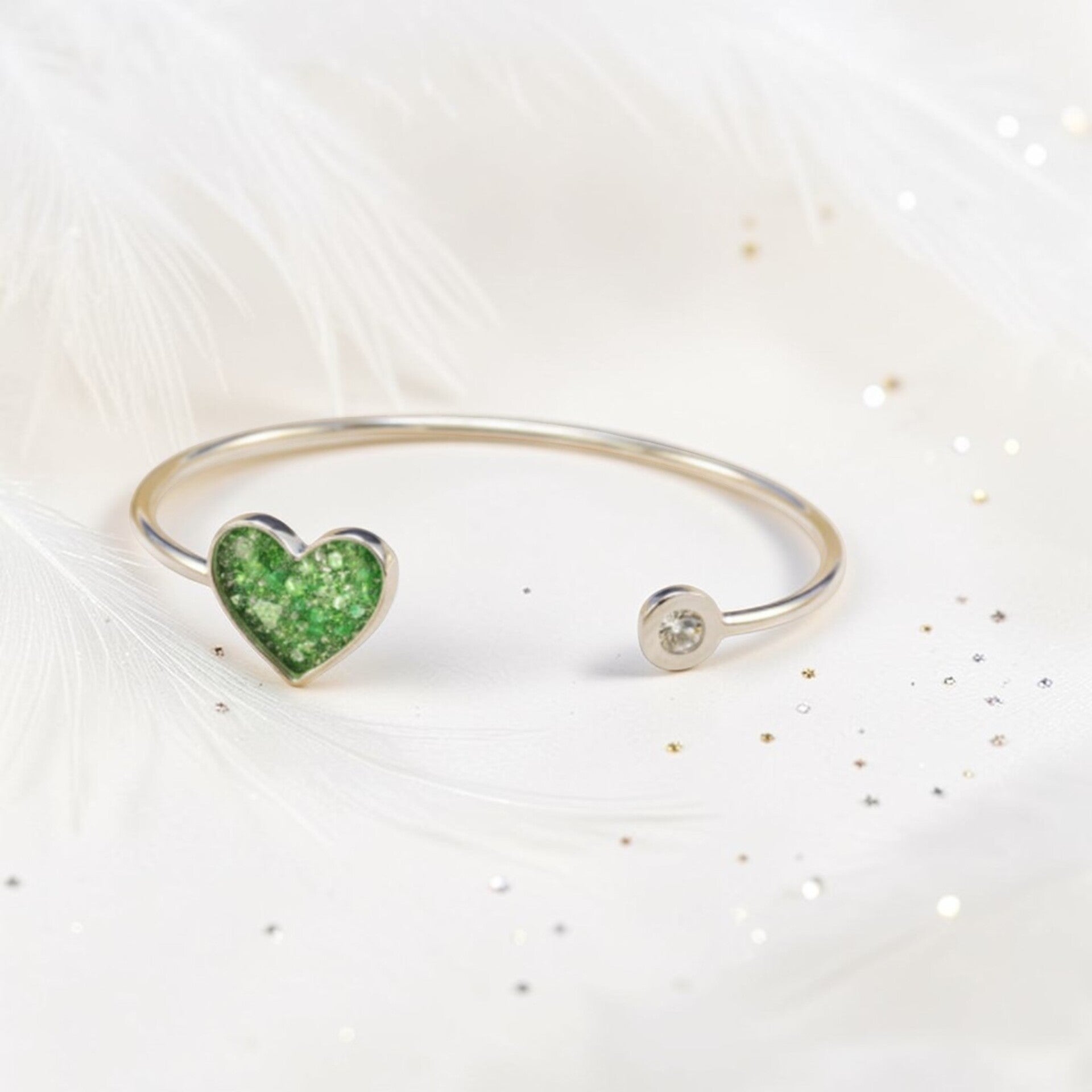 Heart Open Cuff Memorial Bangle