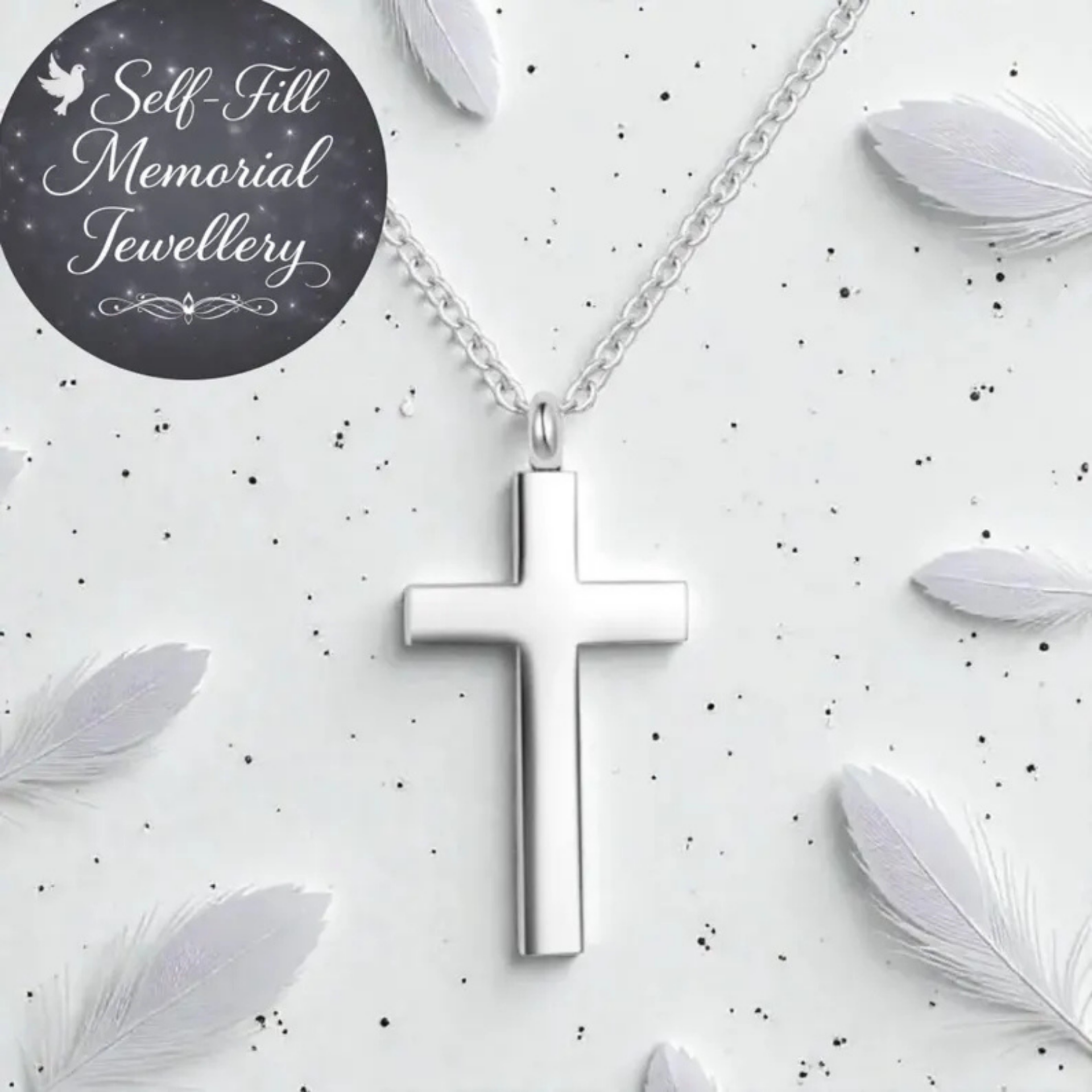 Religious Cross Self-Fill Memorial Necklace
