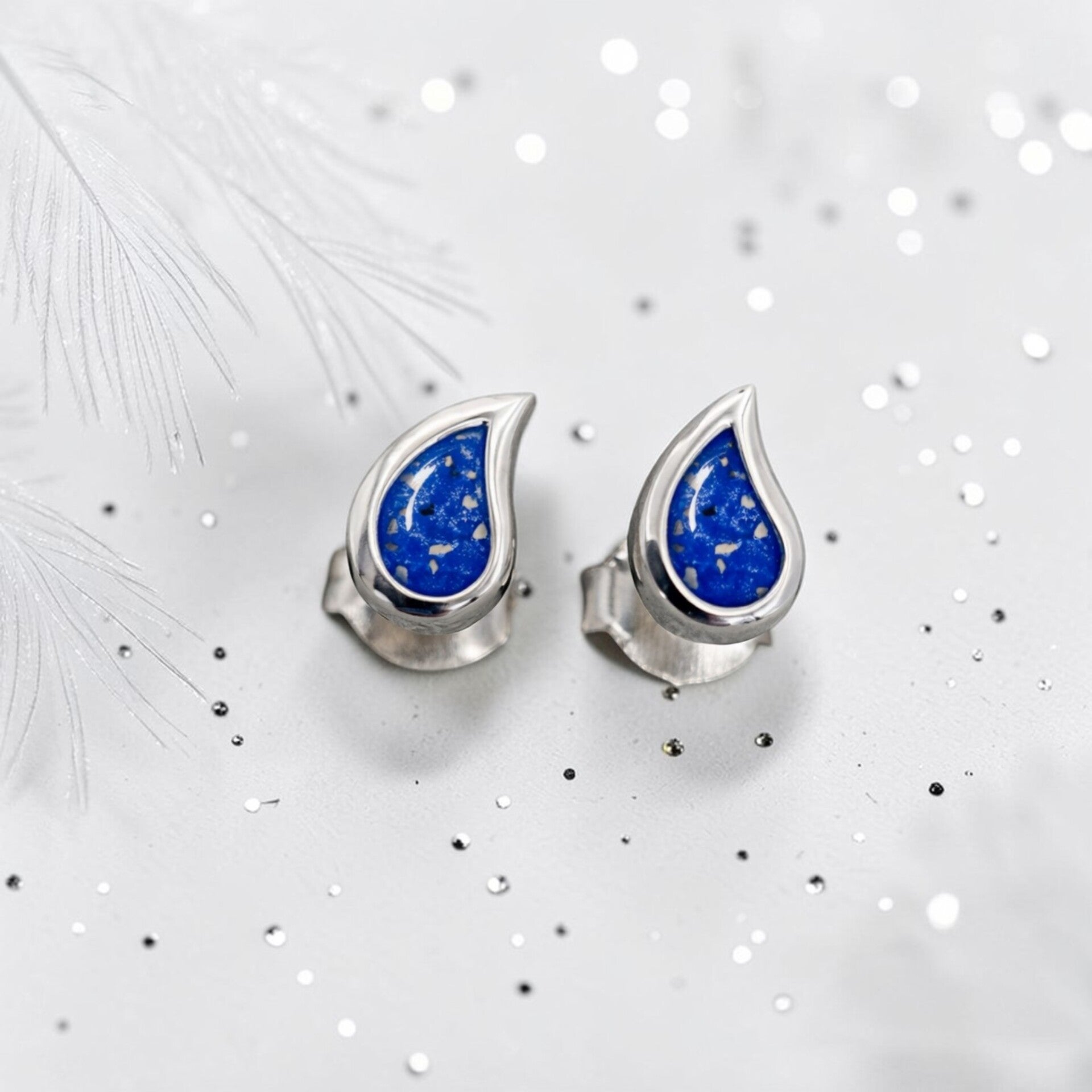 Milk Drop Stud Memorial Earrings - Sterling Silver