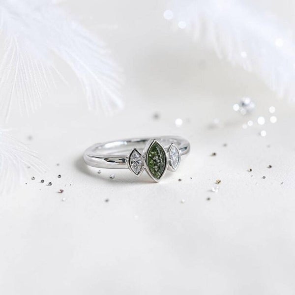 Triple Marquise CZ Memorial Ring  - Sterling Silver