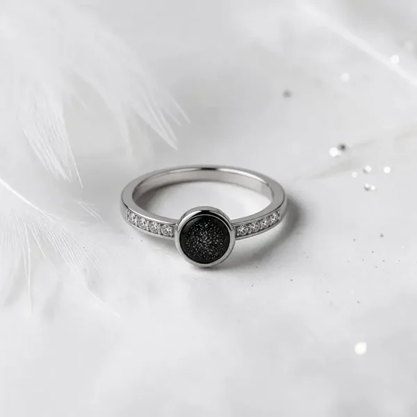 Round Memorial Ring - Sterling Silver & CZ Stones