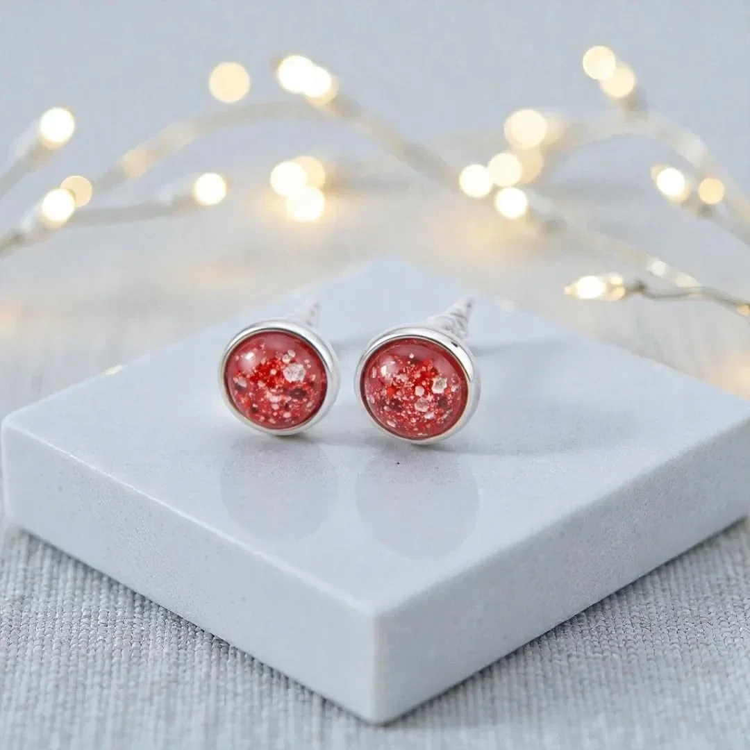 Round Stud Memorial Earrings