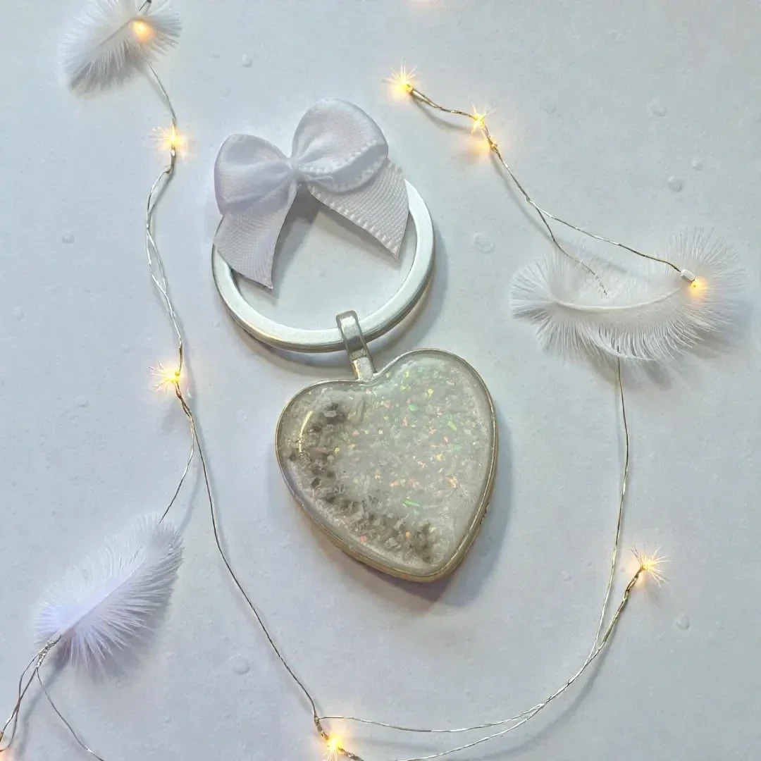Heart Resin Memorial Keyring – Personalised Keepsake - Stainless Steel