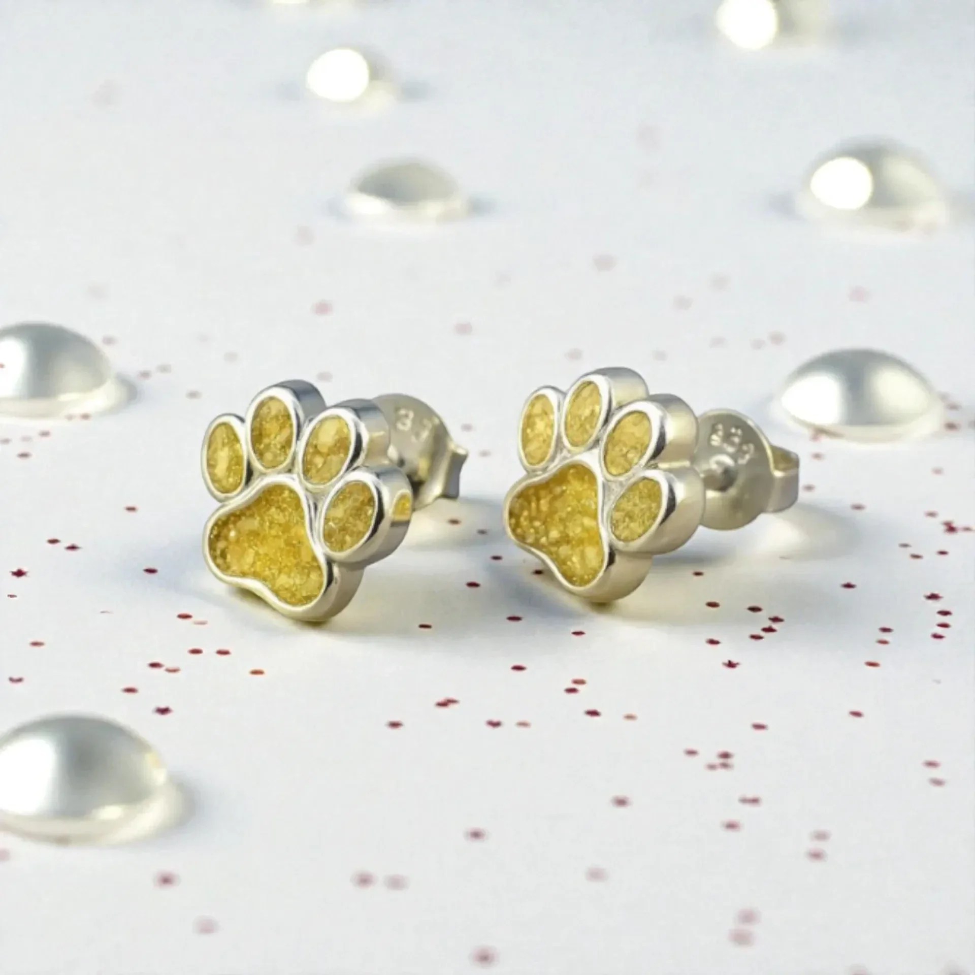 Paw Print Memorial Stud Earrings
