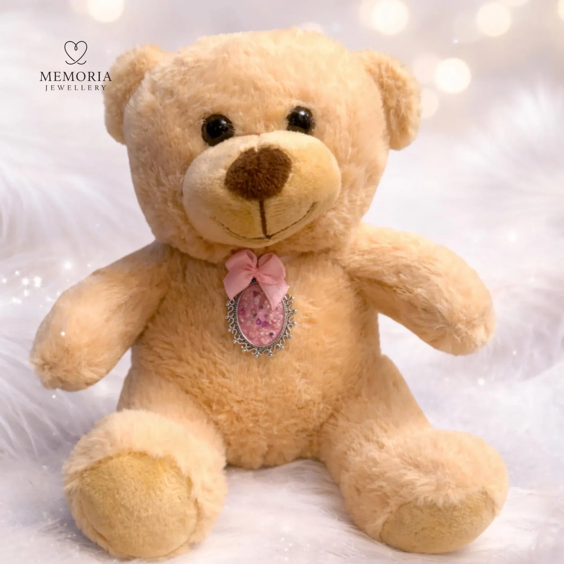Teddy Bear Memorial Keepsake with Resin Memory Stone