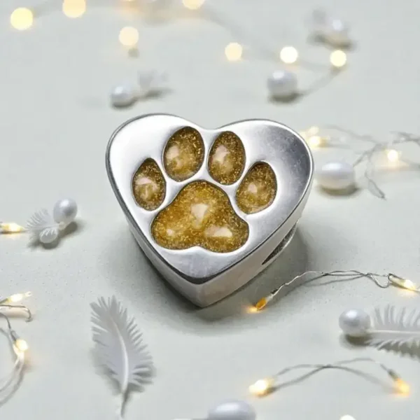 Heart Paw Print Memorial Charm