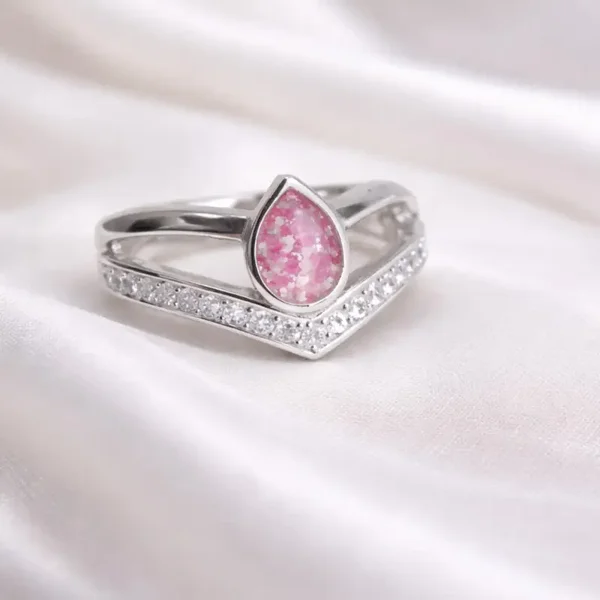 Peardrop Wishbone Memorial Ring