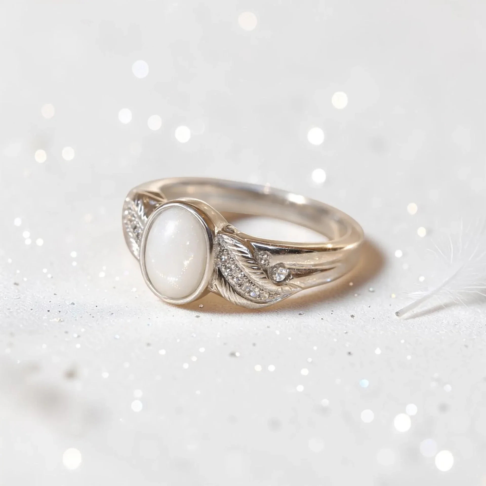 Angel Wing Oval Memorial Ring