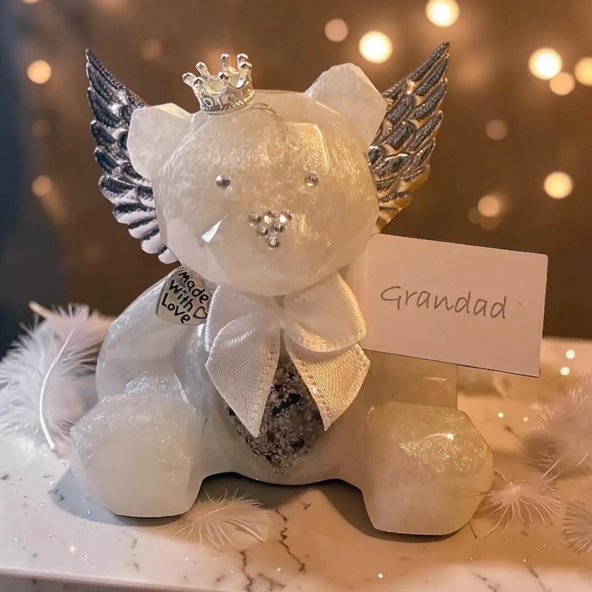 Resin Memorial Bear – Personalised Keepsake with Optional Lights & Embellishments