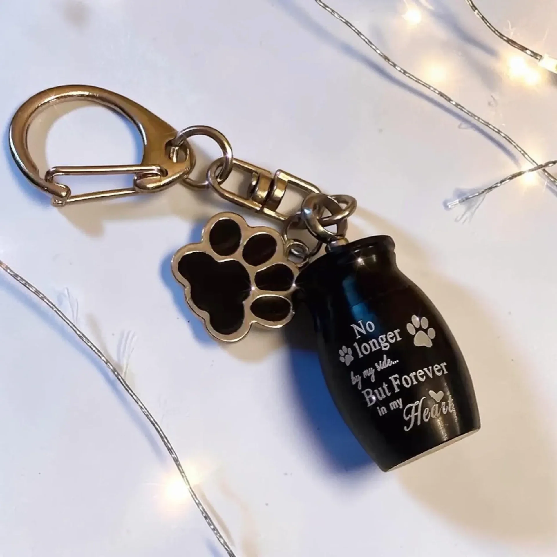 Mini Urn Keychain with Paw Print Charm – Self Fill Pet Memorial Keepsake