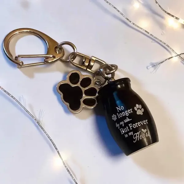 Mini Urn Keychain with Paw Print Charm – Self Fill Pet Memorial Keepsake