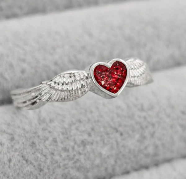 Angel Wing Memorial Ring  - Sterling Silver