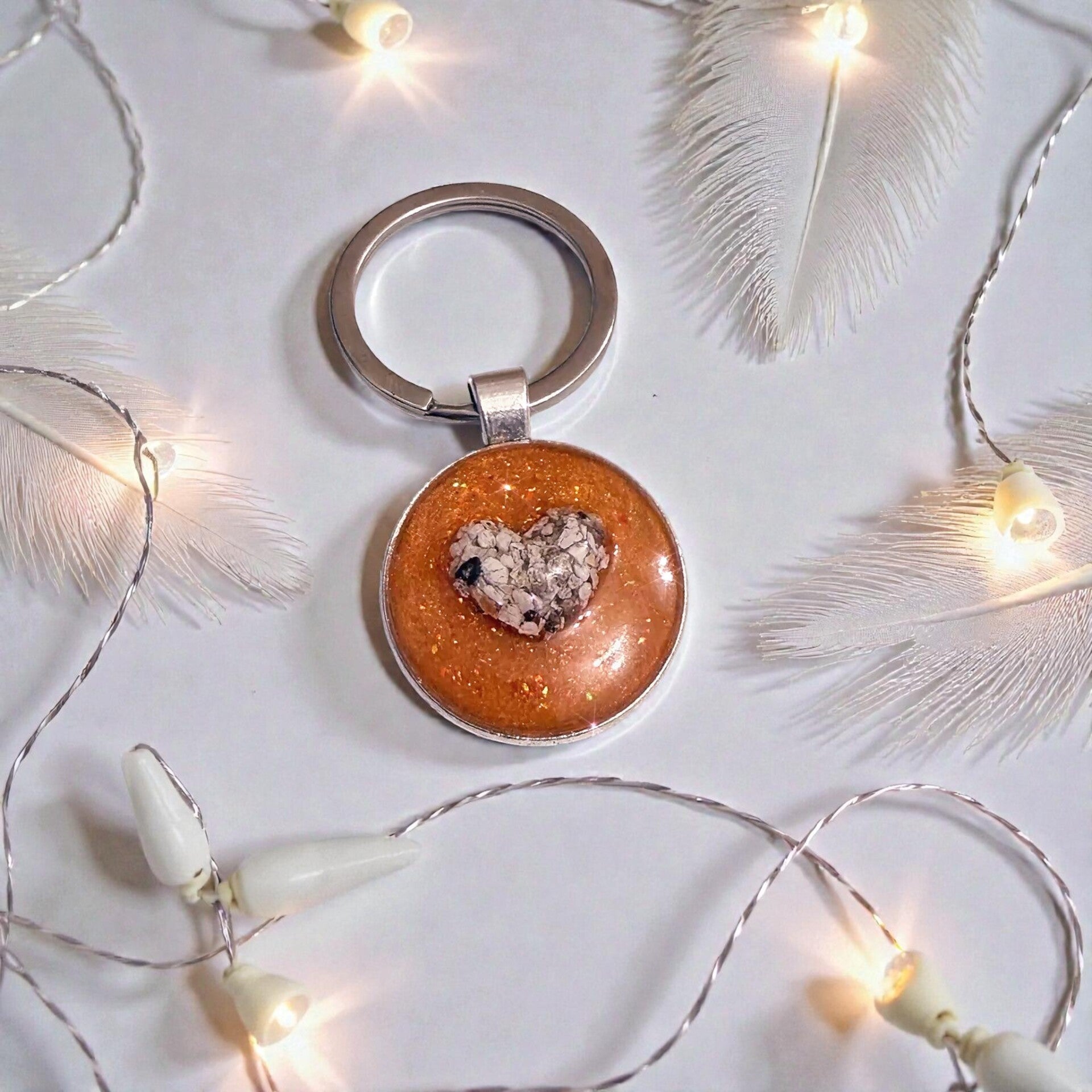 Round Resin Memorial Keyring – Personalised Keepsake - Stainless Steel