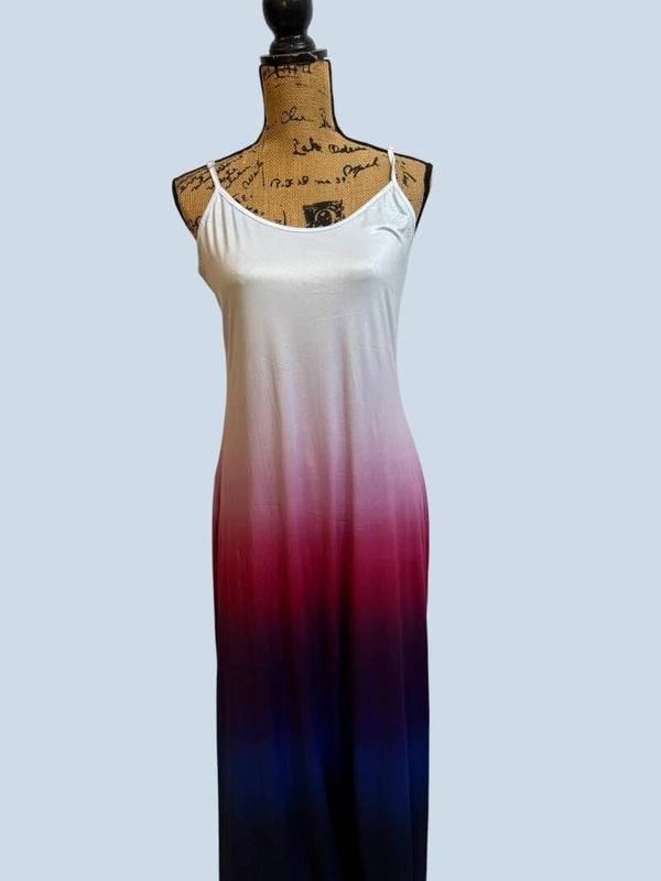 Rich Purple & Navy or Red & Black Ombré Maxi Dress -DRESS ONLY