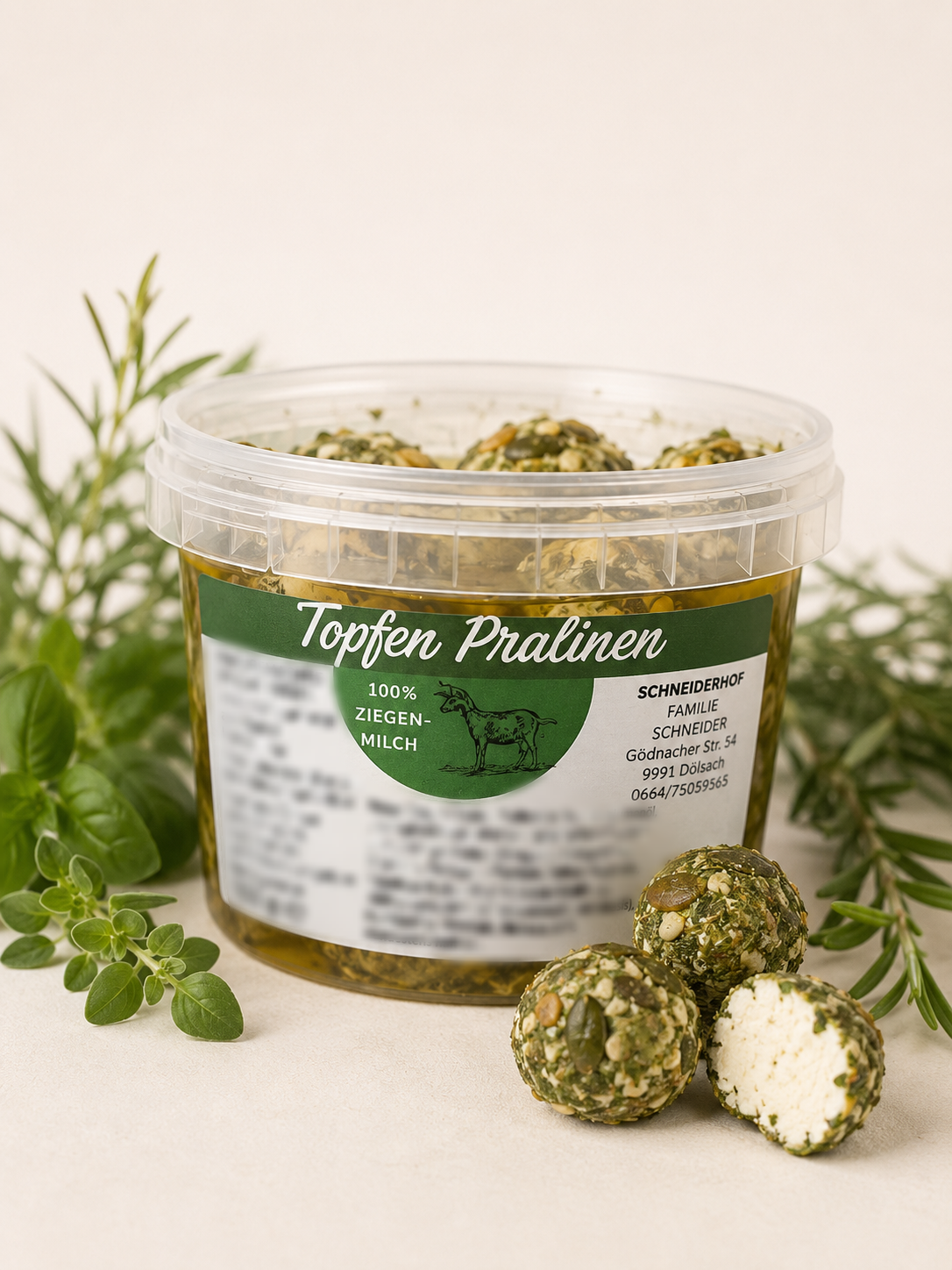 Ziegen Topfen Pralinen (grün)