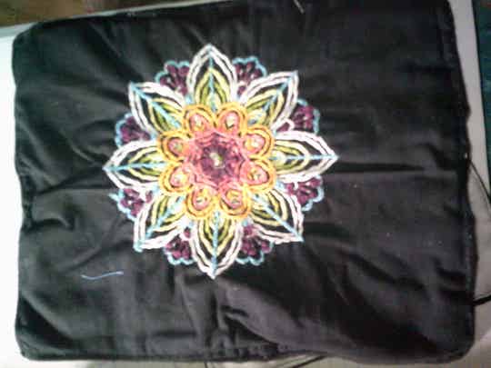 Embroidered Neon Mandala Sign