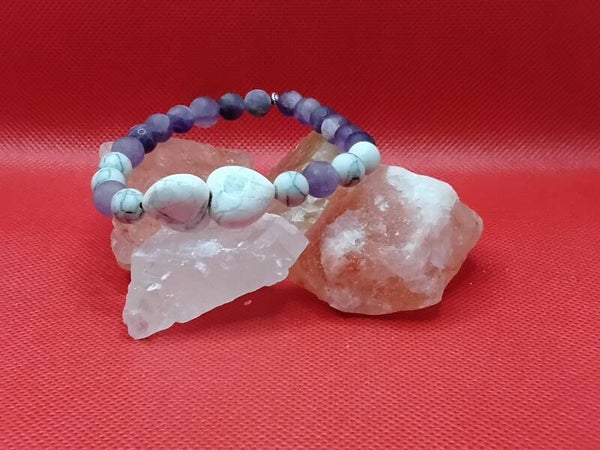 Howlite et améthyste - 18 cm