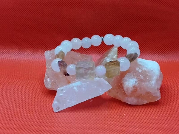 Fluorite et quartz rose - 17 cm