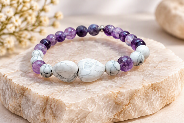 Howlite et améthyste - 18 cm