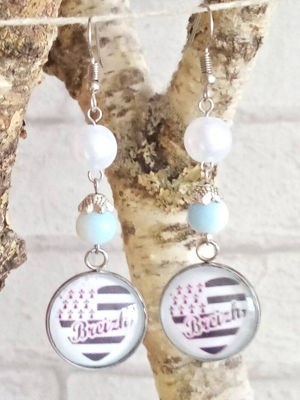 Boucles d'oreilles drapeau breton