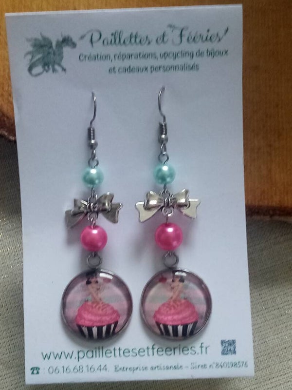 Boucles d'oreilles Cup cake Pin-up