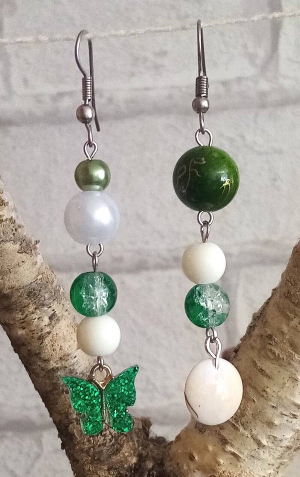 Boucles d'oreilles Green Butterfly