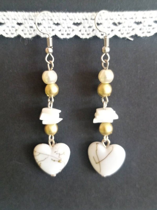 Boucles d'oreilles cœurs de marbre