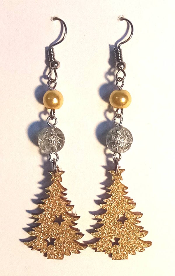 Boucles d'oreilles sapins dorés