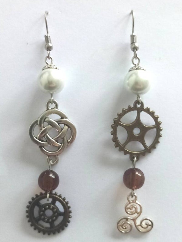Boucles d'oreilles Triskel et engrenages