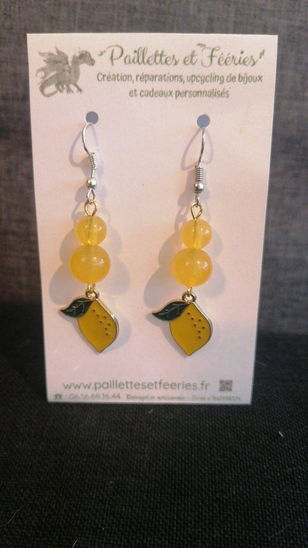 Boucles d'oreilles Sorbet au citron