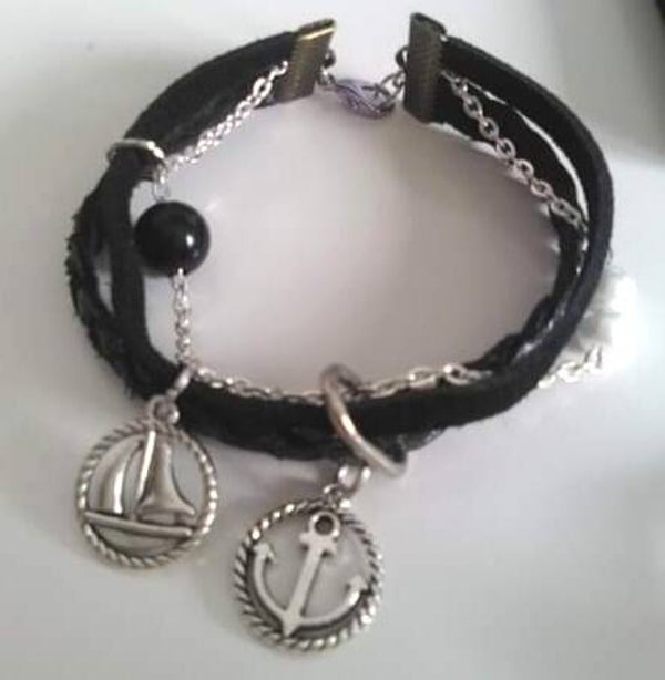 Bracelet Marin noir et argent