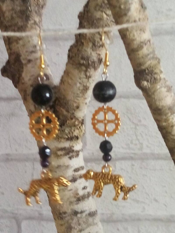 Boucles d'oreilles Panthère dorée