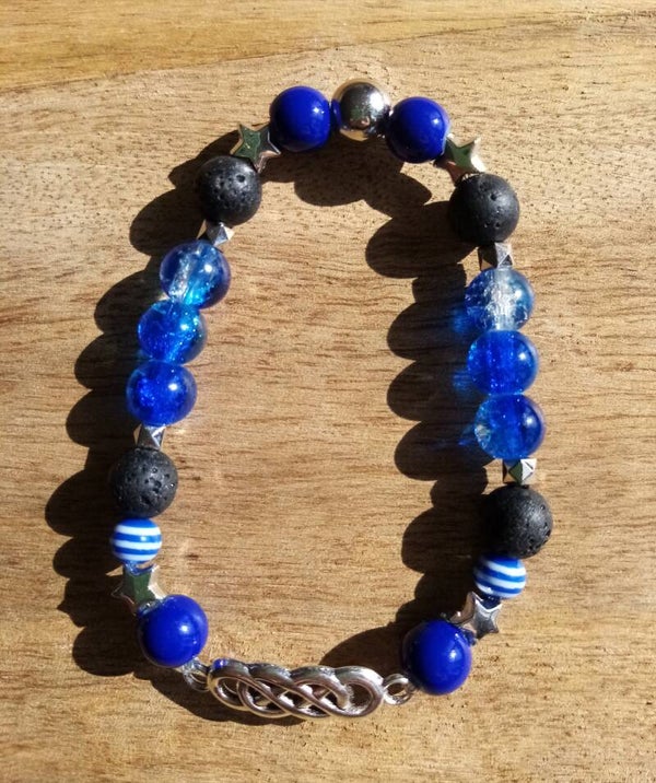 Bracelet boucle celtique bleu et noir