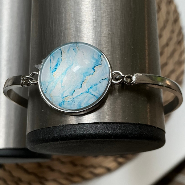 Armband zilver met blauwe druppel