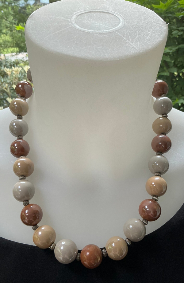 Ketting bruin beige kralen