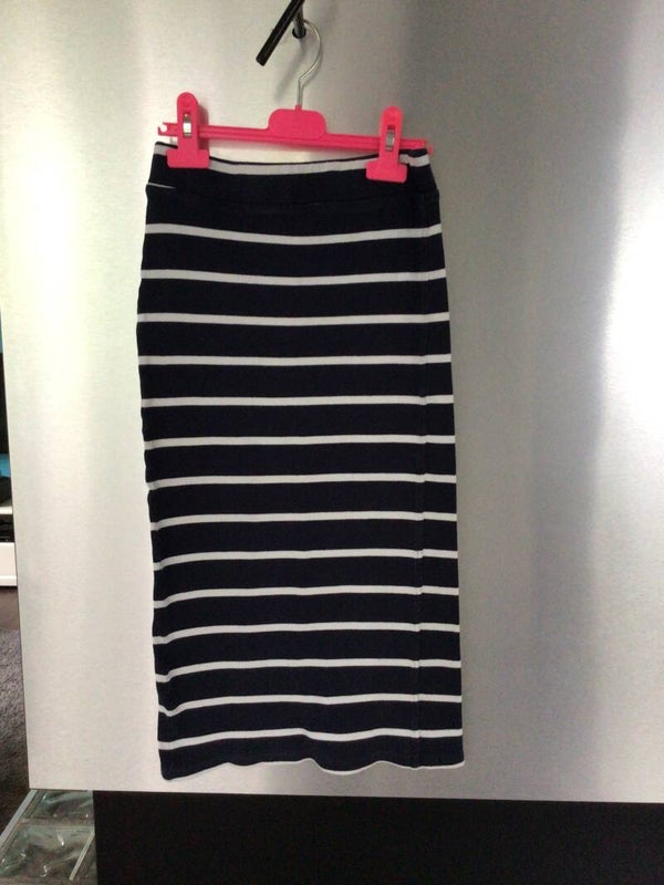 Rok lang donkerblauw wit