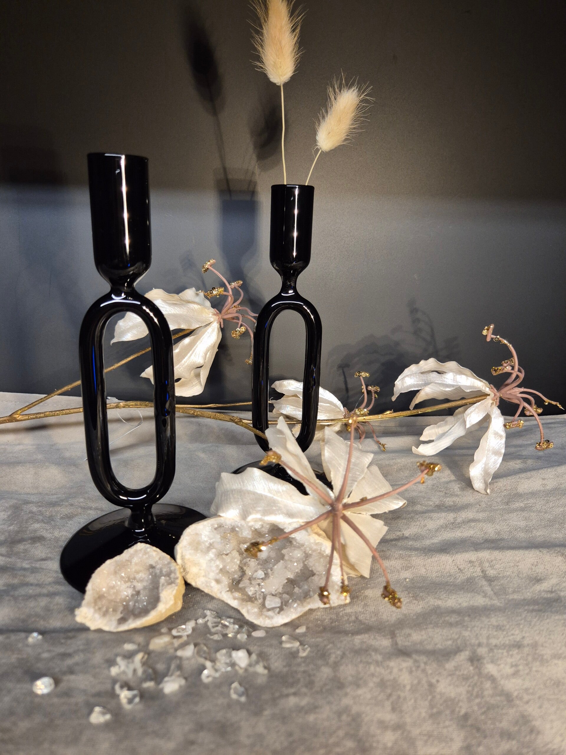 Kaarshouder zwart glas Eg•H